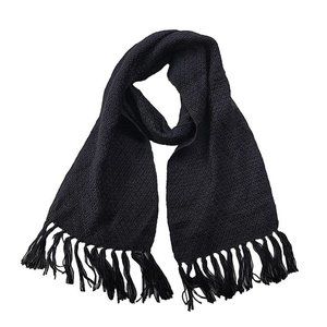 CUNO Alpaca Scarf Made In Peru Black Knit Fringed Neck Scarf 57" X 8.25"